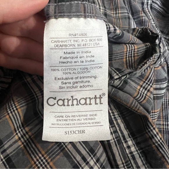 Carhartt men’s plaid 100% cotton flannel button down work shirt 2XL Tall XXL - Picture 9 of 9